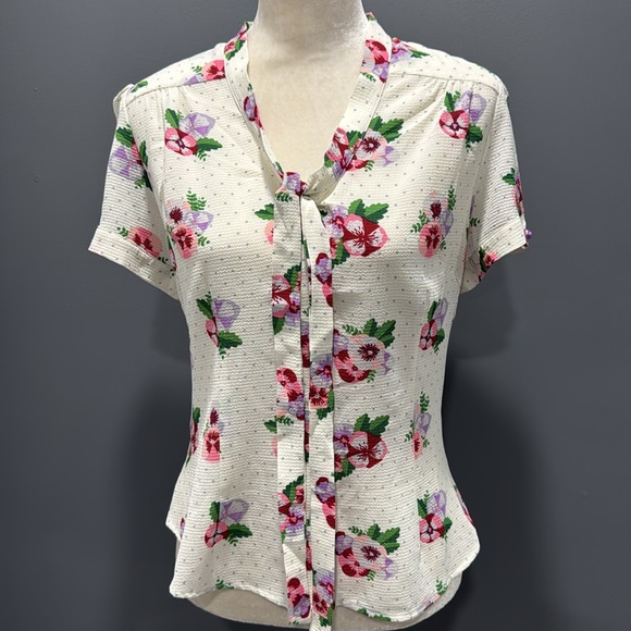 NWT Collectif London Tura Pansy Floral Blouse Top Size XL UK 16 US 12 - Picture 2 of 12